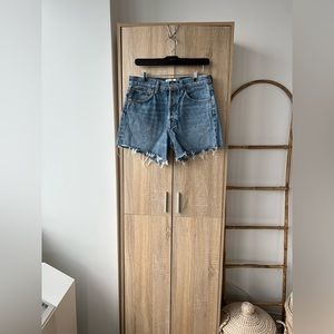 AGOLDE Parker Long Loose Shorts in SKYWAVE, Size 27